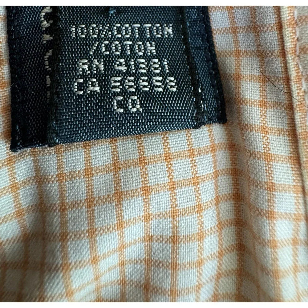 Polo Ralph Lauren Men's Button-Up Shirt Size 17 Orange White Check Classic Fit